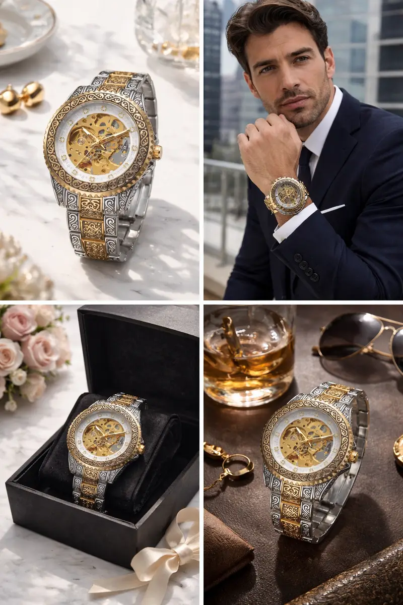 Automatic Mechanical Skeleton Watch for Men - Image 2 in Pune